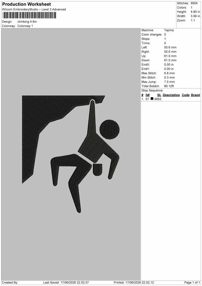 Clambing Embroidery Machine Design File 6 sizes