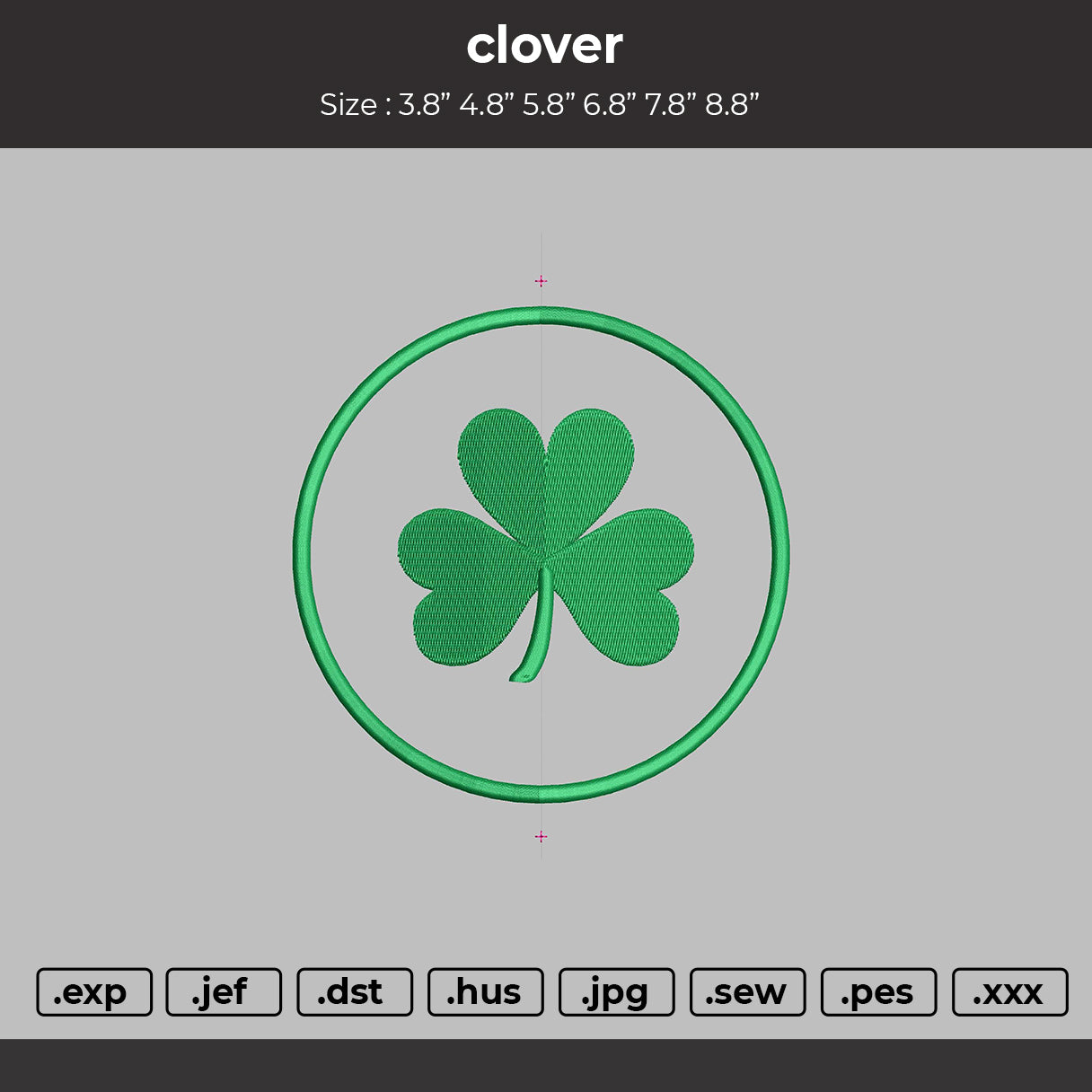 Clover split  Embroidery File 6 sizes
