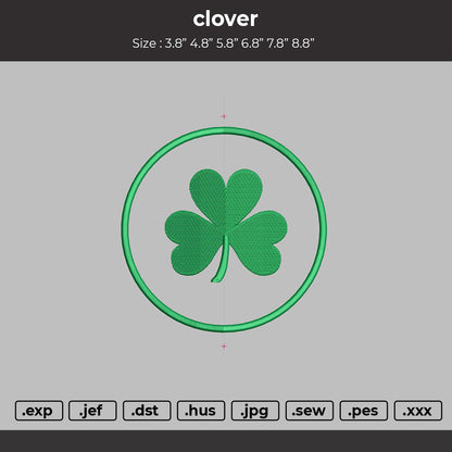 Clover split  Embroidery File 6 sizes