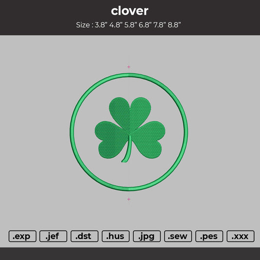 Clover split  Embroidery File 6 sizes