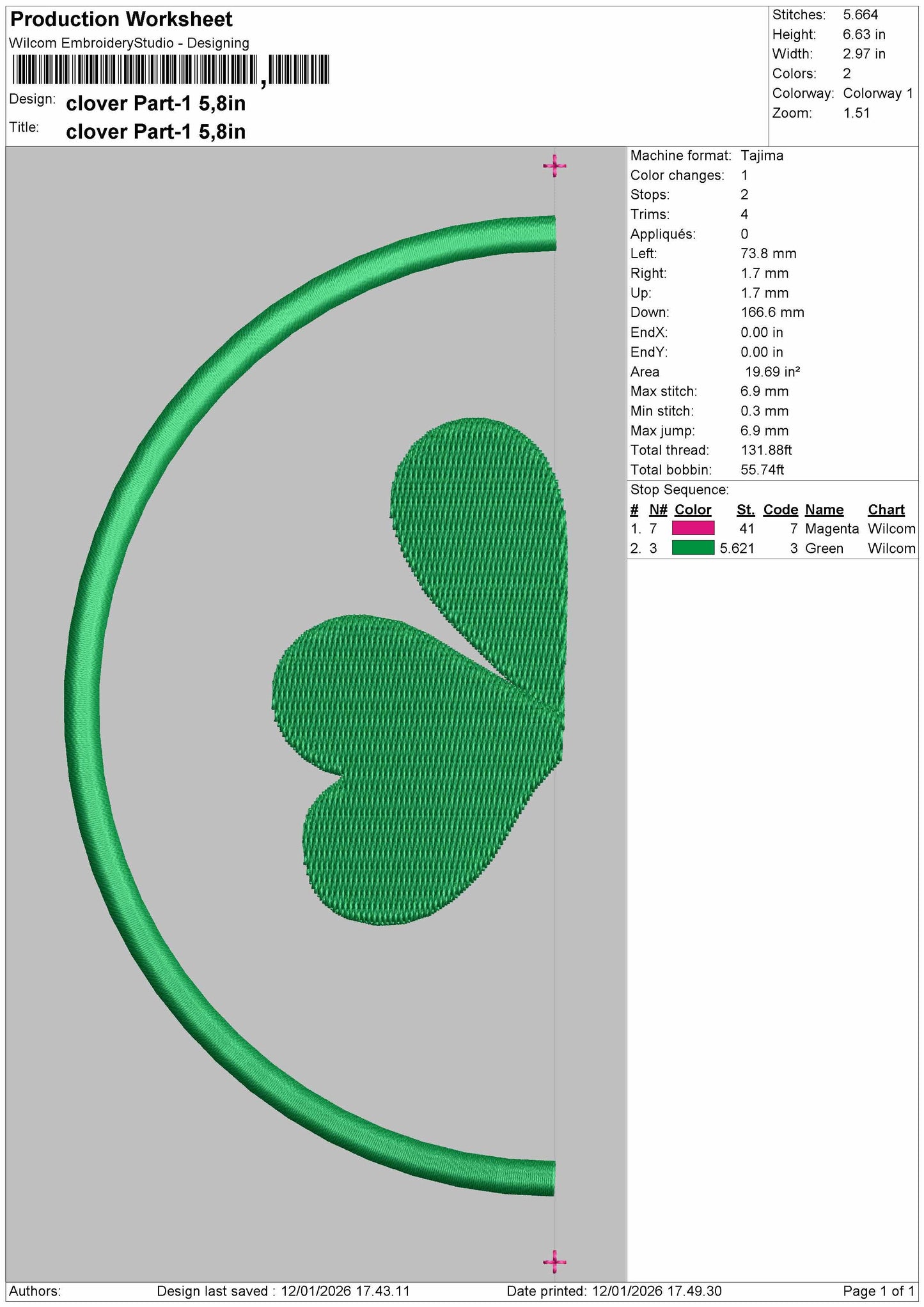 Clover split  Embroidery File 6 sizes