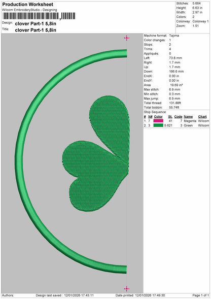 Clover split  Embroidery File 6 sizes
