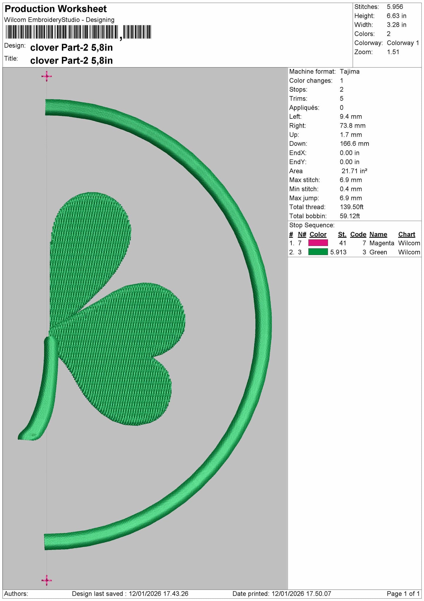Clover split  Embroidery File 6 sizes