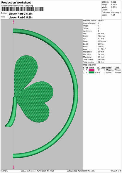 Clover split  Embroidery File 6 sizes