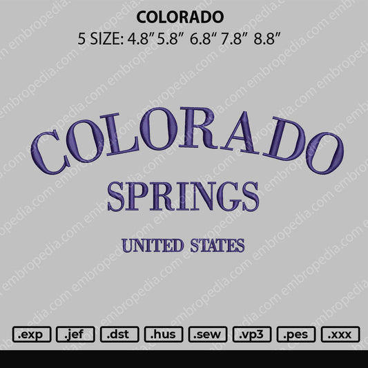 Colorado Embroidery File 5 Size