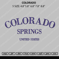 Colorado Embroidery File 5 Size