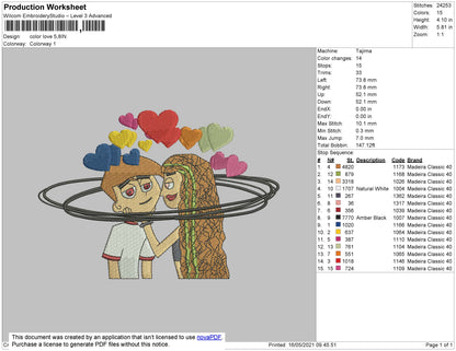 Color Love Embroidery File 4 size