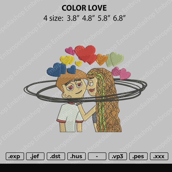 Color Love Embroidery File 4 size