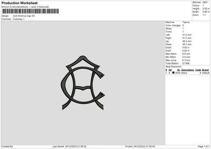 Club Logo 0412 Embroidery File 6 sizes