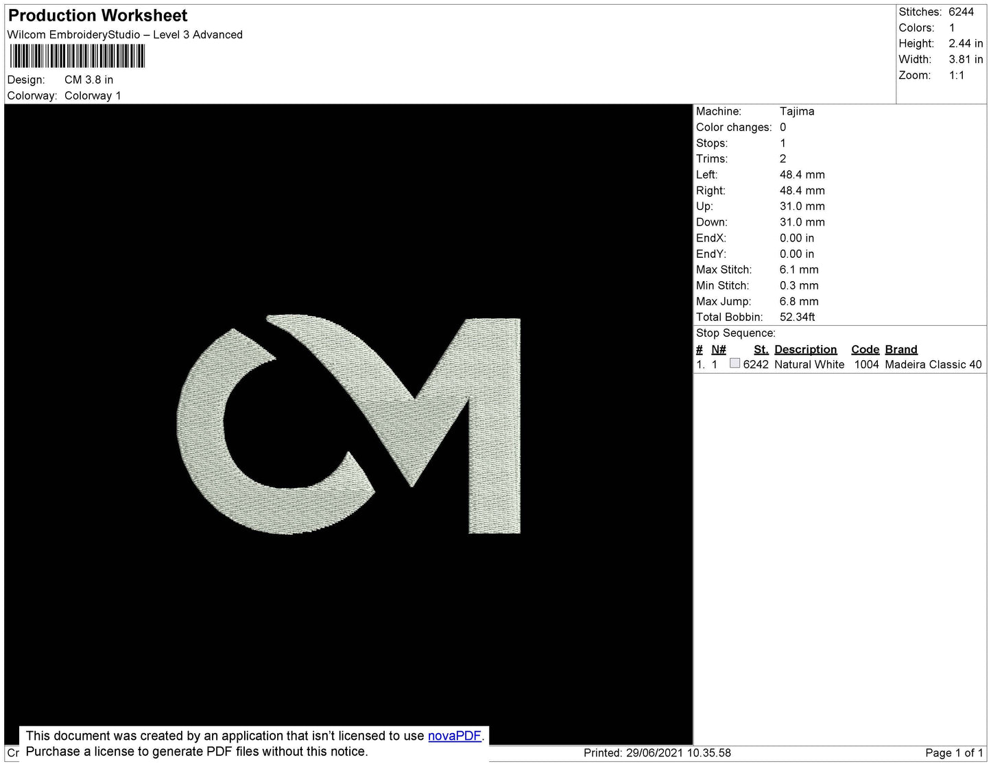 CM Embroidery File 3 size