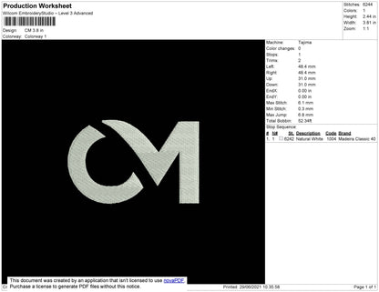 CM Embroidery File 3 size