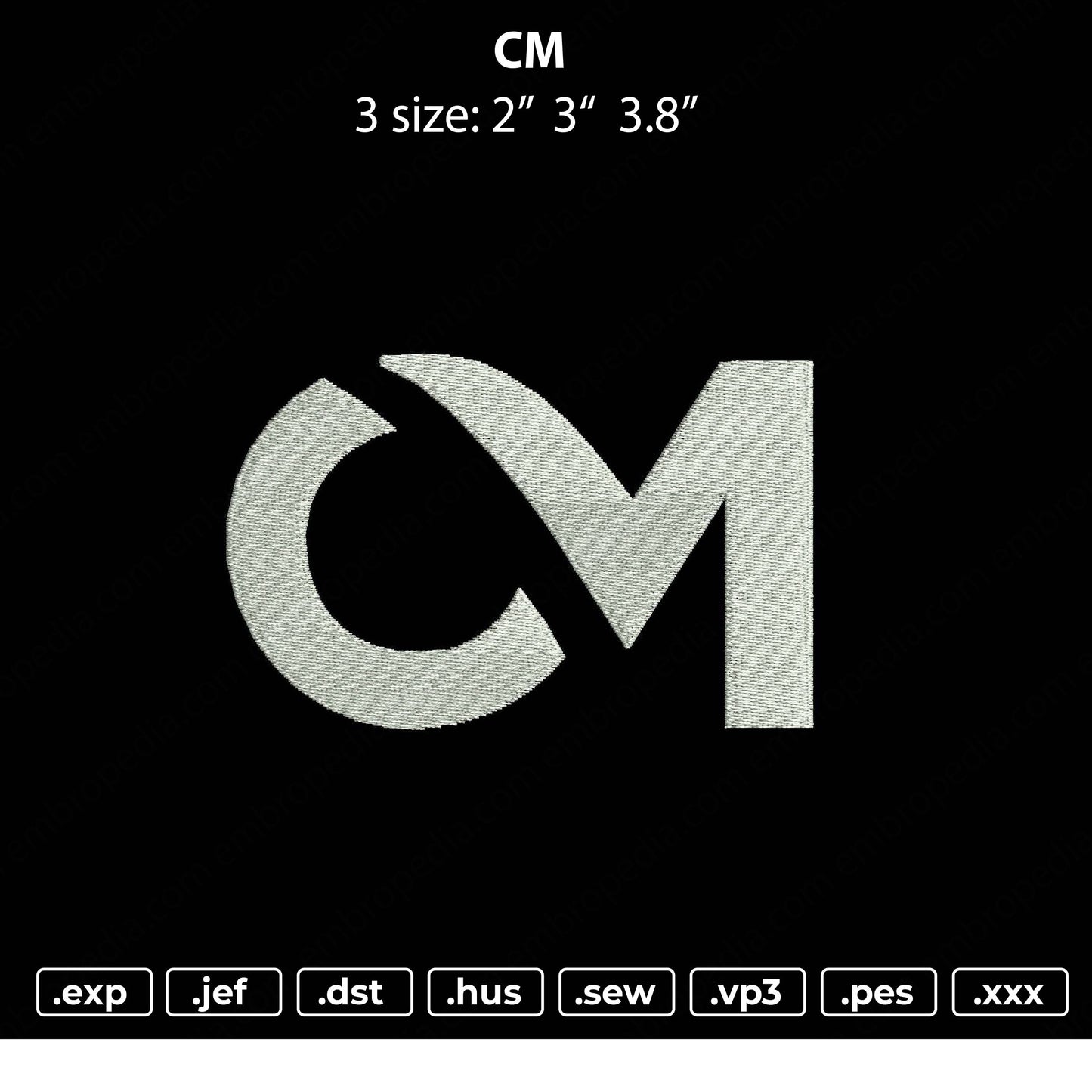 CM Embroidery File 3 size