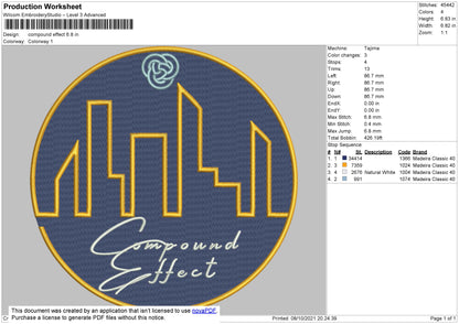 Compoud Effect Embroidery File 5 size
