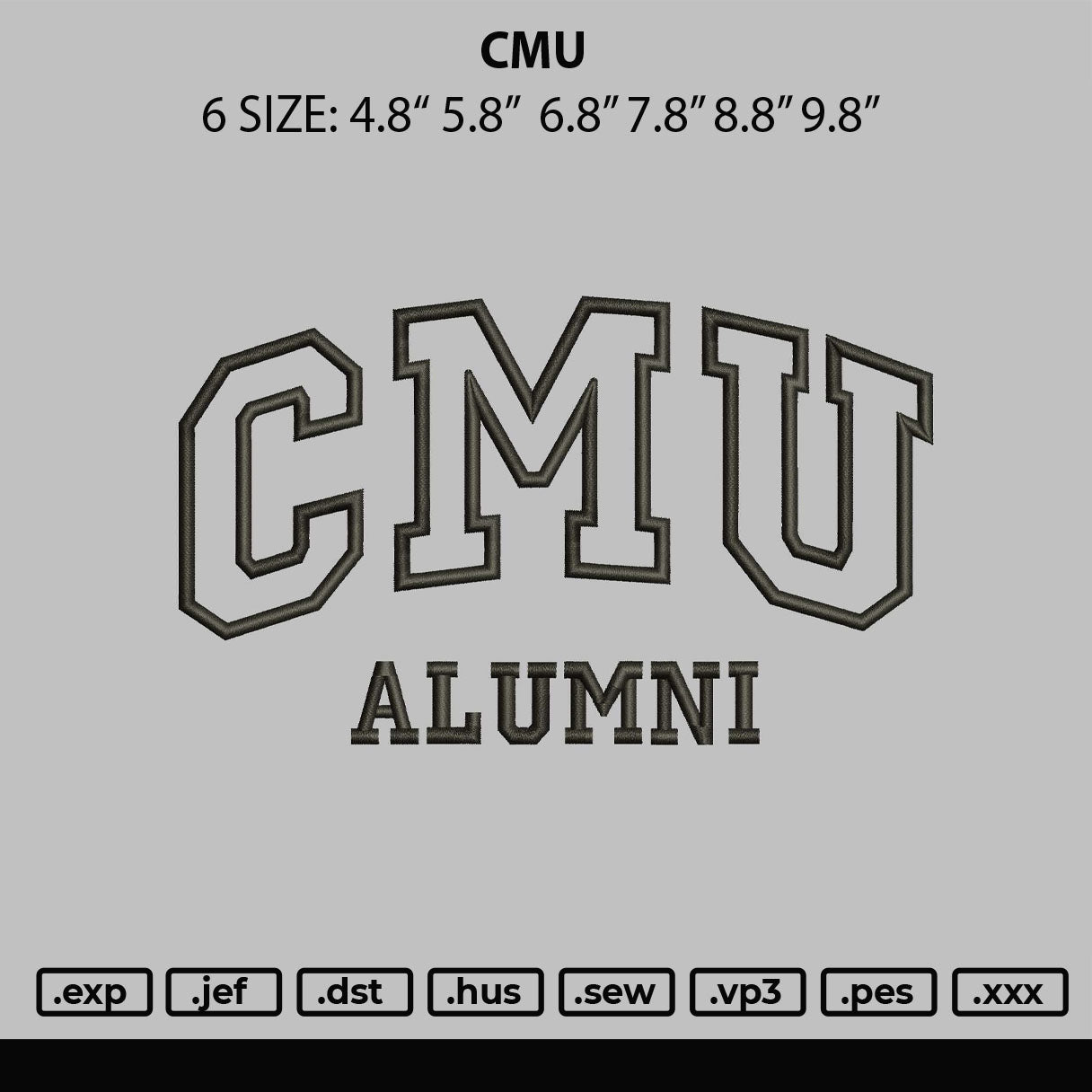 Cmu Embroidery File 6 sizes