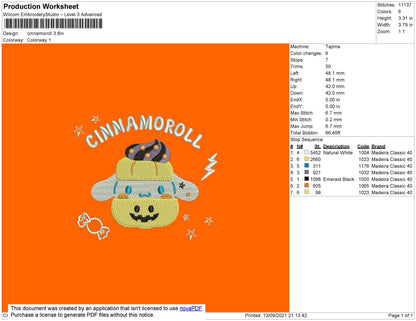 Cinnamoroll Embroidry File 4 size