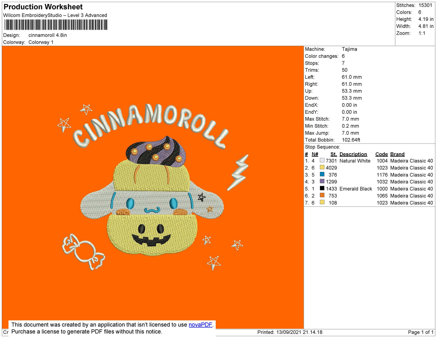 Cinnamoroll Embroidry File 4 size