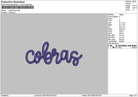 Cobrastext Embroidery File 6 sizes