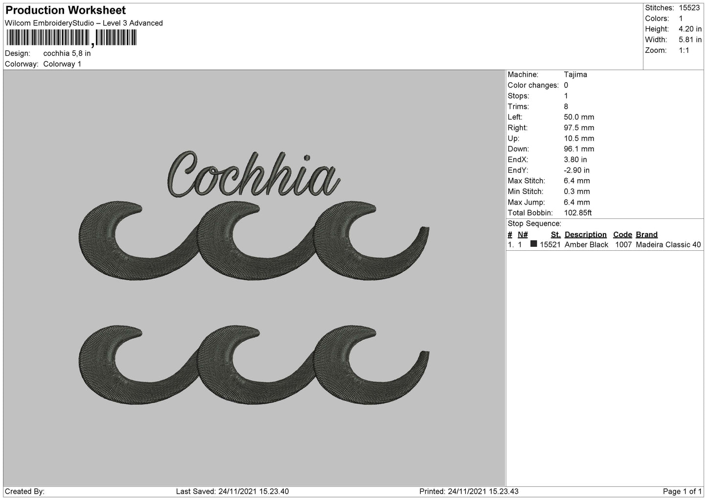 Cochhia Embroidery File 4 size