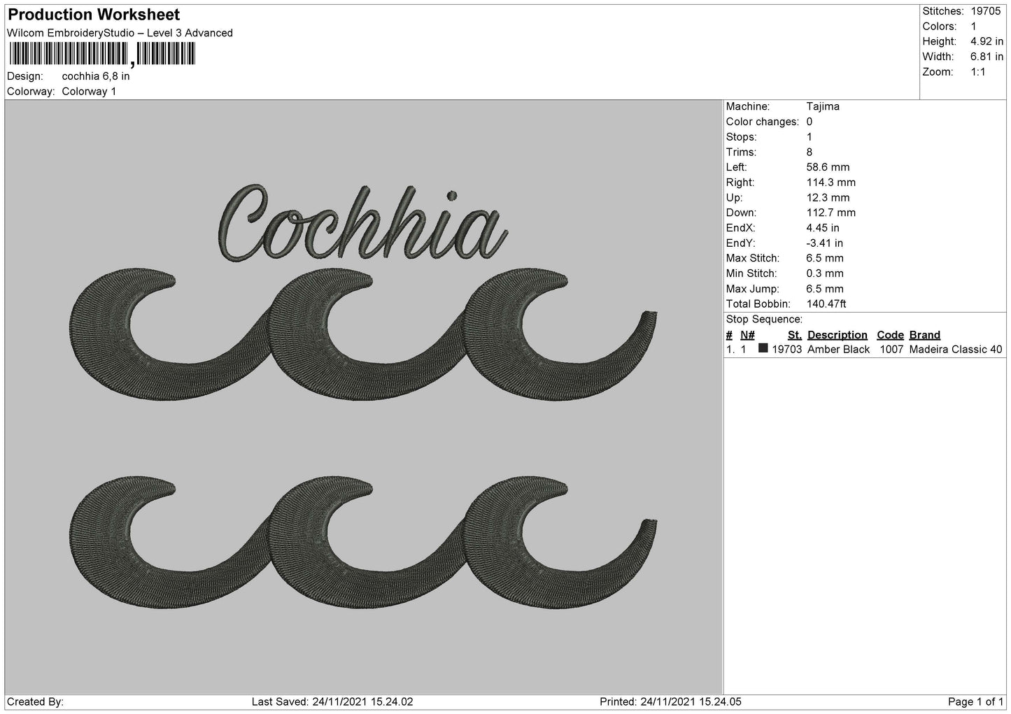 Cochhia Embroidery File 4 size