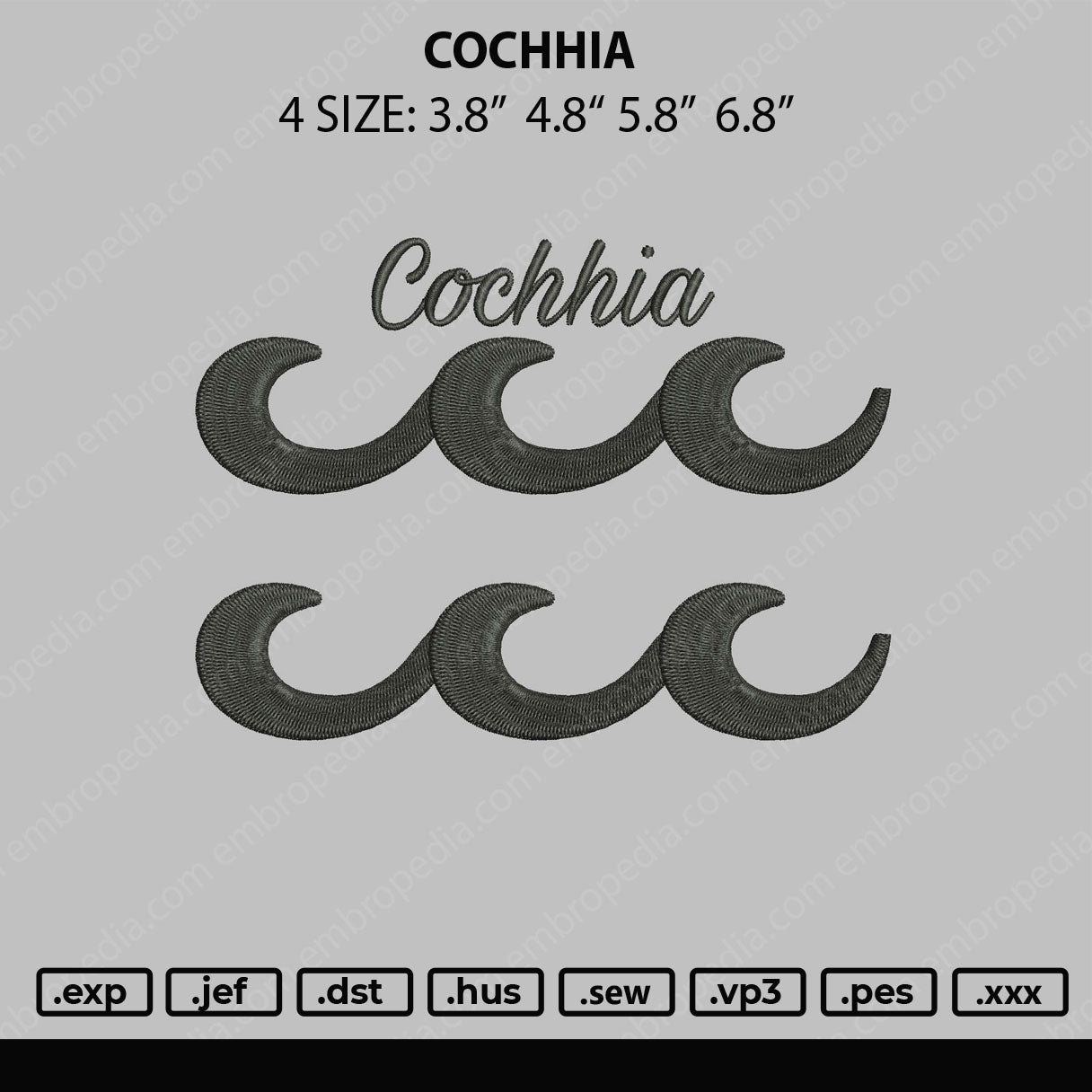 Cochhia Embroidery File 4 size