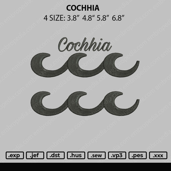 Cochhia Embroidery File 4 size