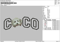 Coco Dog Embroidery File 6 sizes