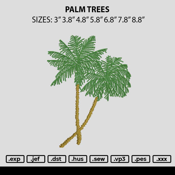 Palm Trees Embroidery File 6 sizes