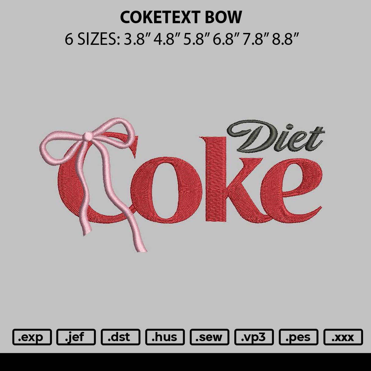 Coketext Bow Embroidery File 6 sizes