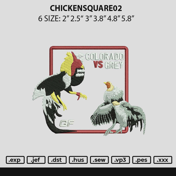 Chickensquare02 Embroidery FIle 6 sizes
