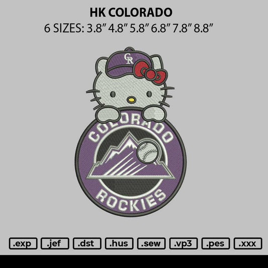 Hk Colorado Embroidery File 6 sizes