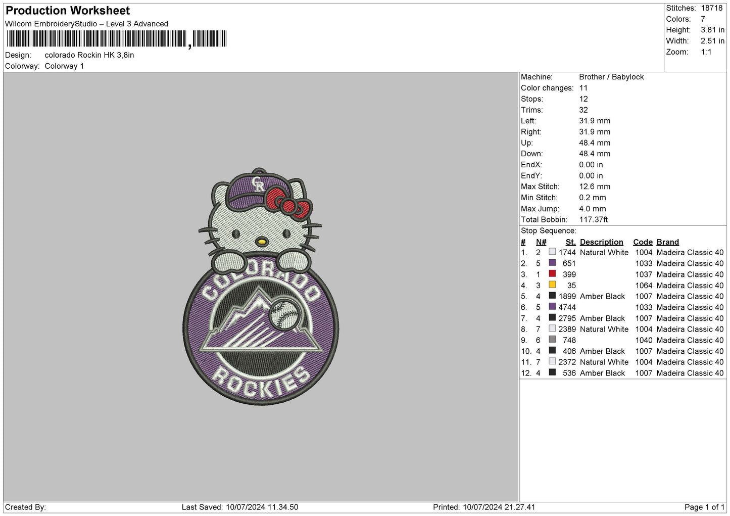 Hk Colorado Embroidery File 6 sizes