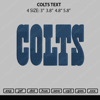 Colts Text Embroidery File 4 size