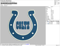 Colts Logo 3 Embroidery File 4 size