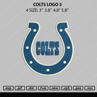 Colts Logo 3 Embroidery File 4 size