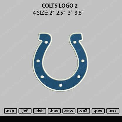 Colts Logo 2 Embroidery File 4 size