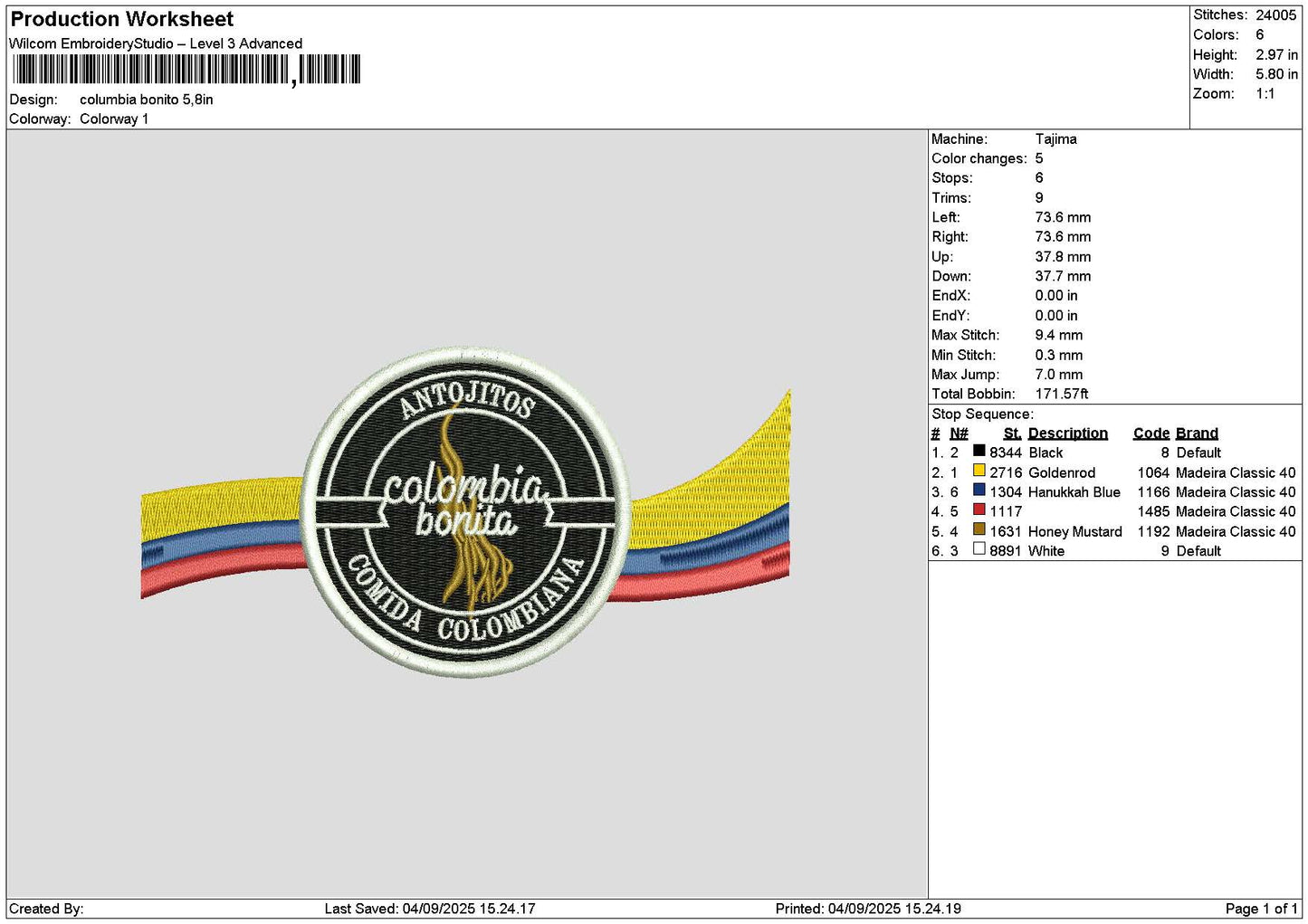 Columbiatext Embroidery File 6 sizes