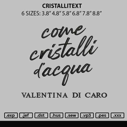 Cristallitext Embroidery File 6 sizes