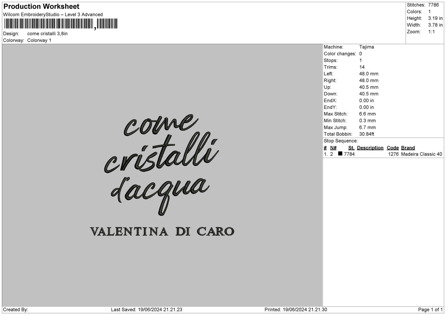Cristallitext Embroidery File 6 sizes