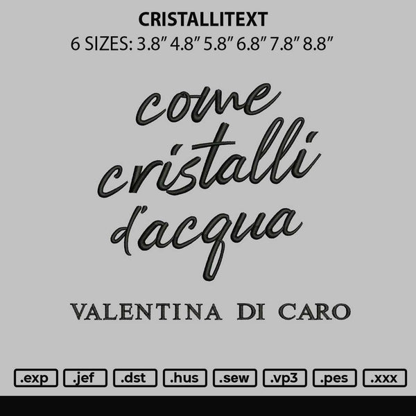 Cristallitext Embroidery File 6 sizes