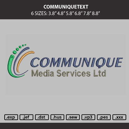 Communiquetext Embroidery Machine Design File 6 sizes