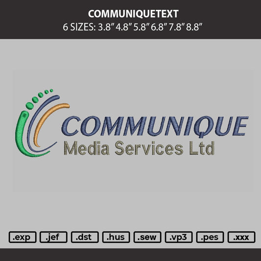 Communiquetext Embroidery Machine Design File 6 sizes