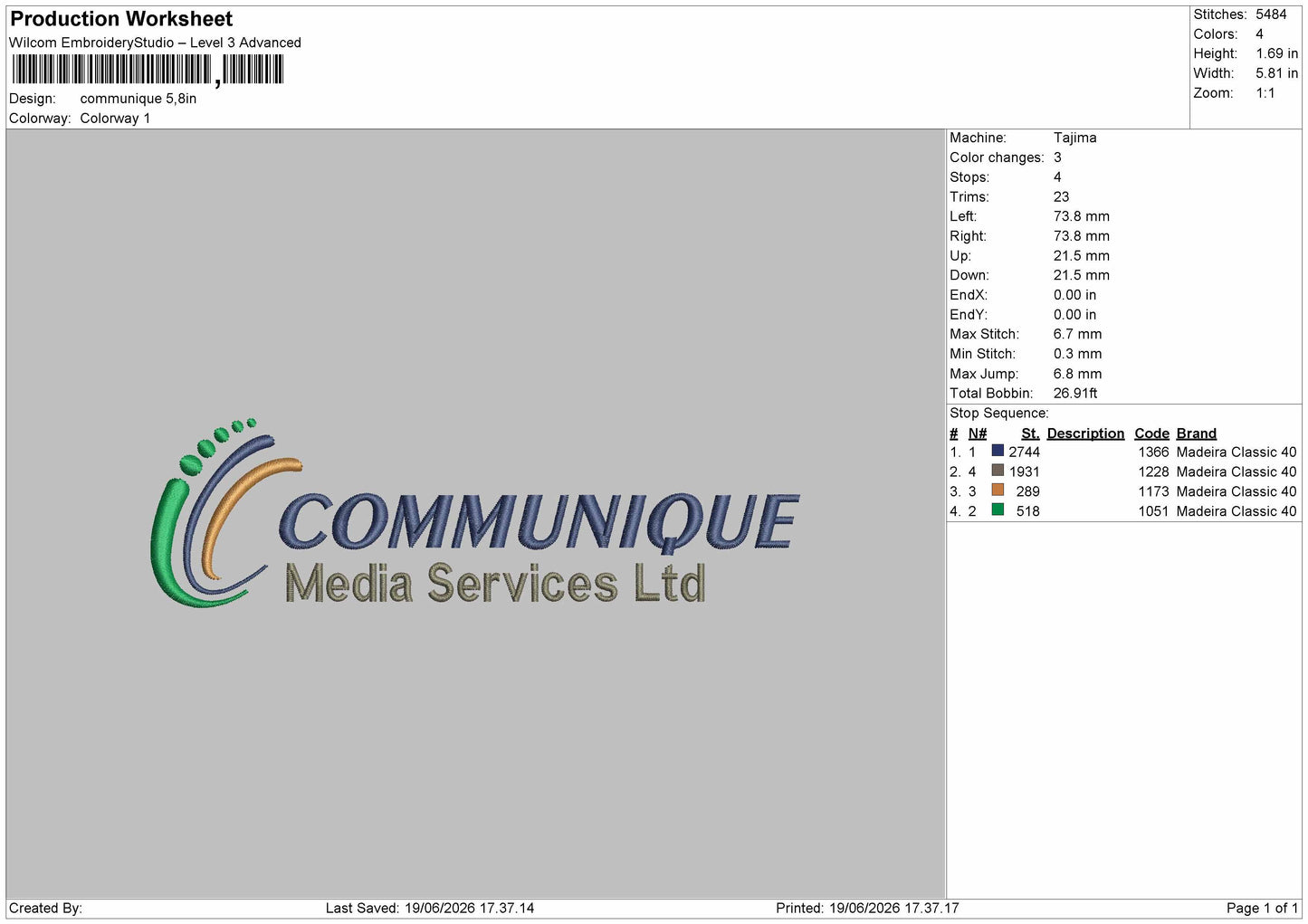 Communiquetext Embroidery Machine Design File 6 sizes