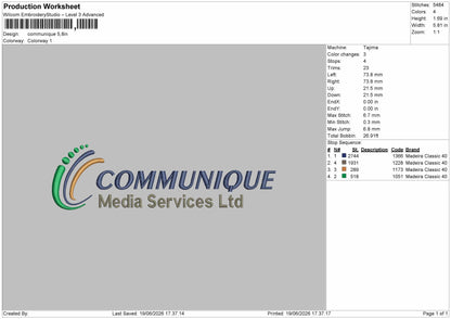 Communiquetext Embroidery Machine Design File 6 sizes