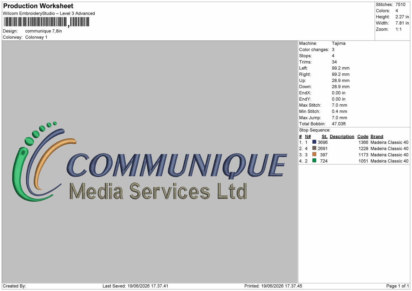 Communiquetext Embroidery Machine Design File 6 sizes