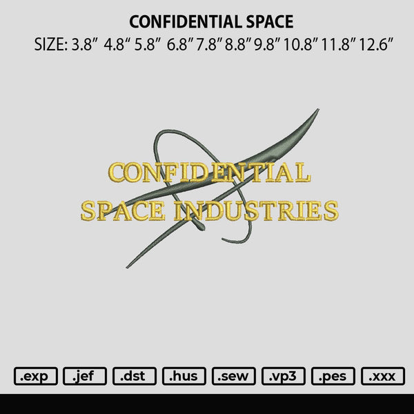 Confidential Space Embroidery File 6 sizes