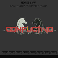 Horse Bnw Embroidery File 6 sizes