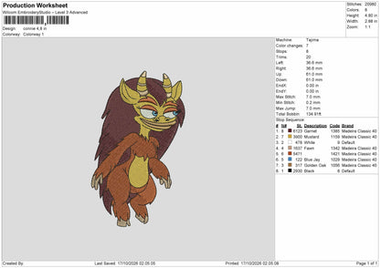 Goat Girl Embroidery Machine Design File 6 sizes