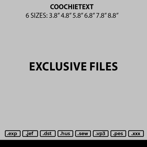 Coochietext Embroidery File 6 sizes