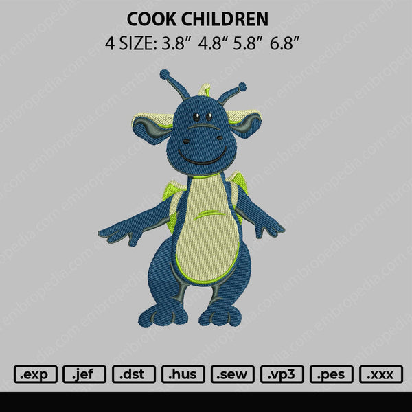 Cook Children Embroidery File 4 size