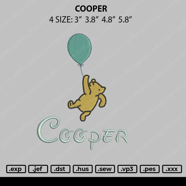 Cooper Embroidery File 4 size